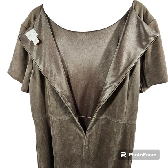 Chico's Faux Suede Short Dress Rich Taupe Size 3 (16) - Picture 6 of 9